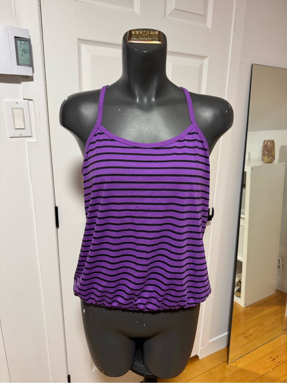 Purple Striped Women's Tank Top - Casual Spaghetti Strap